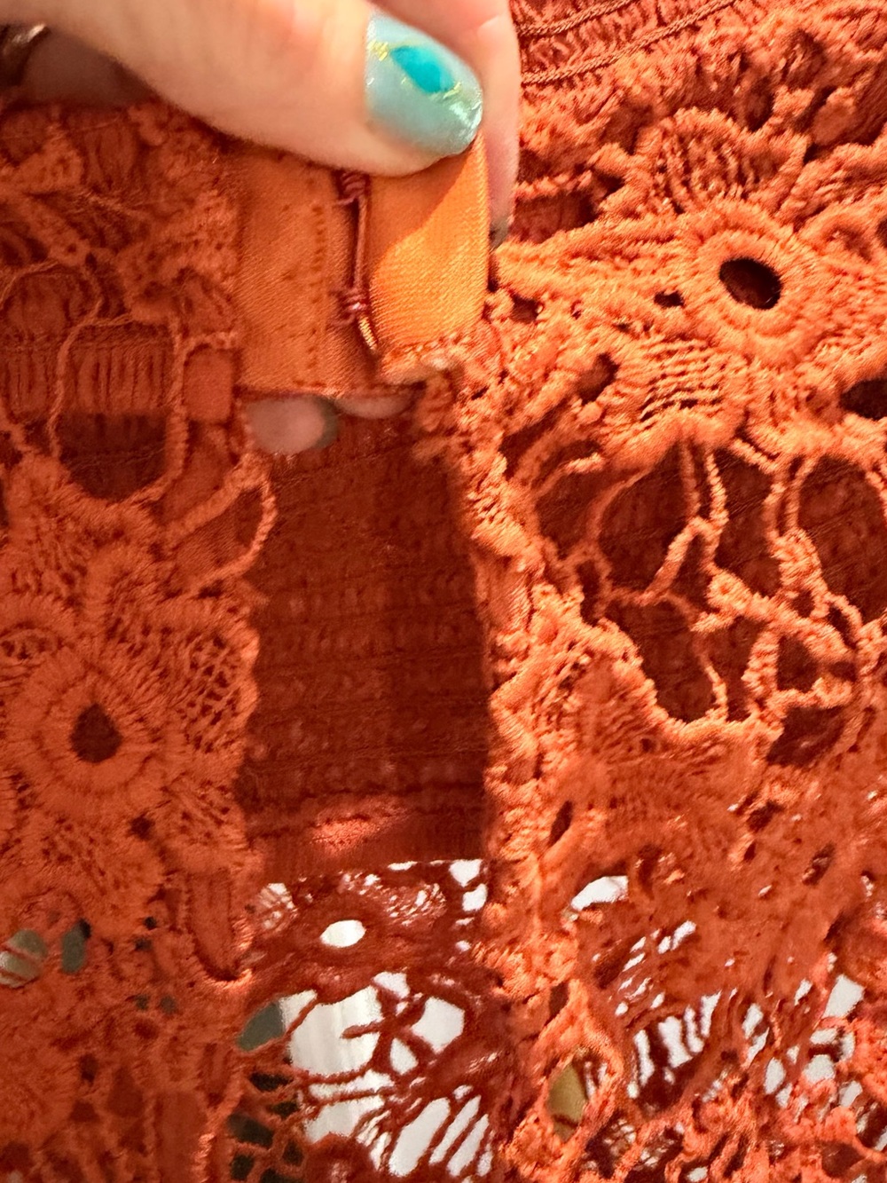Free People Rust Orange Crochet Floral Crop Top - Picture 3 of 4